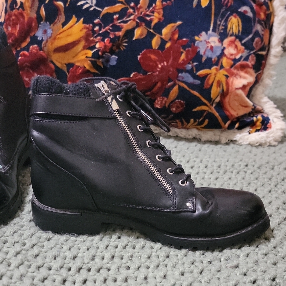 Black Leather Ankle Boots